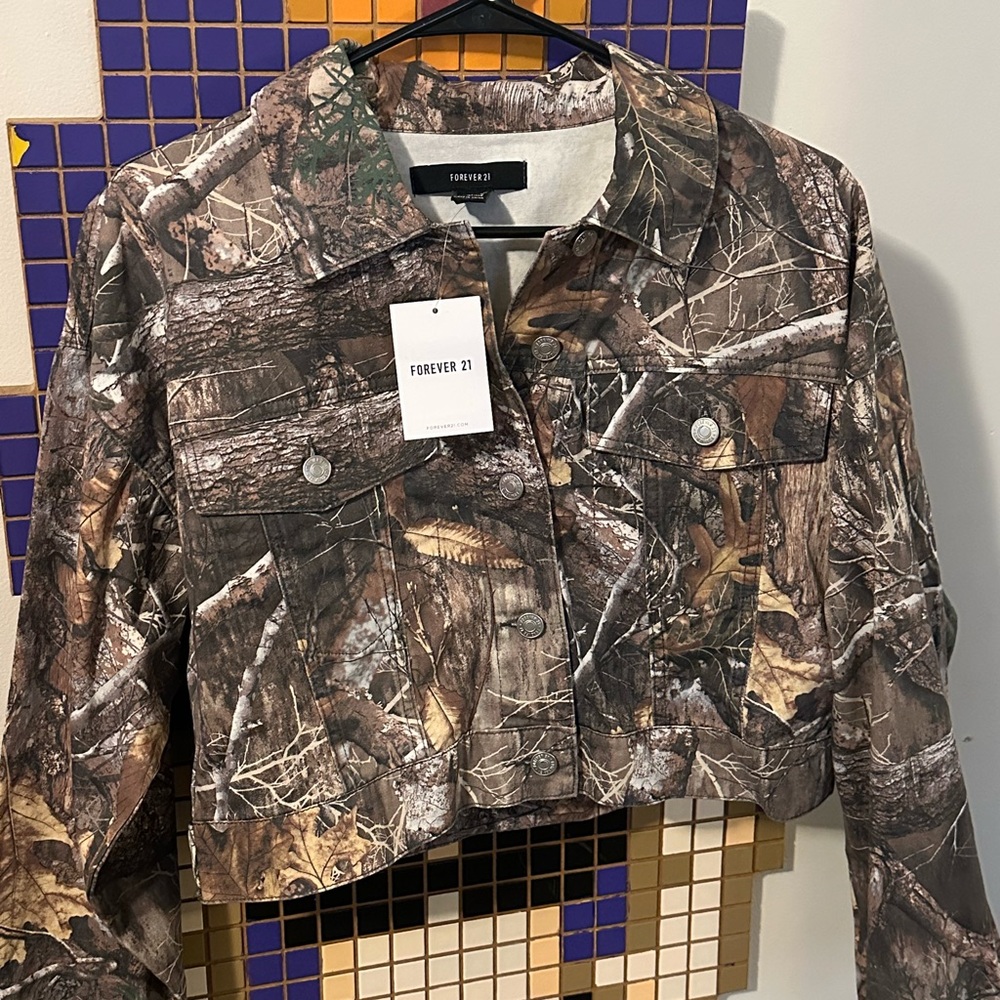 Forever 21 Women's Woodland Camo Jean Jacket